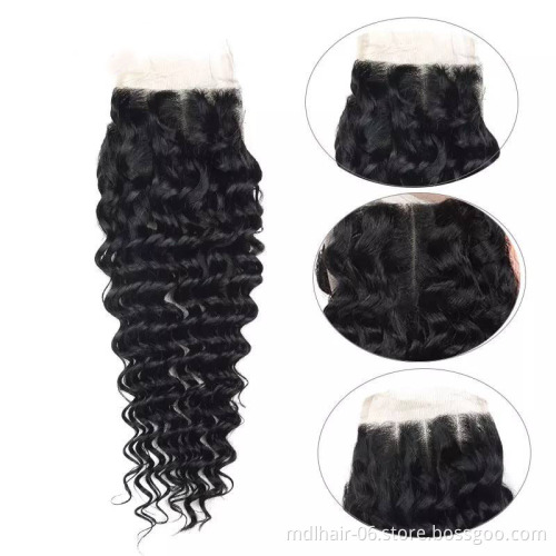Full Cheap Brazilian Hair Bundles Deep Wave Natural Hair Extension Virgin Hair Bundles With Lace Closure